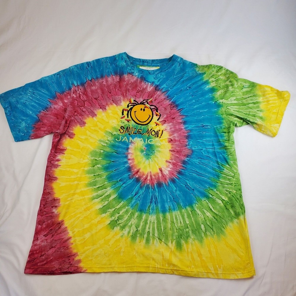 Smile Mon Jamaican T-Shirt sz XXXXL 4XL Custom Tie Dye Embroidered